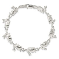 Sterling Silver Polished Rabbits Bracelet, 7" view 4