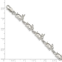 Sterling Silver Polished Rabbits Bracelet, 7" view 3