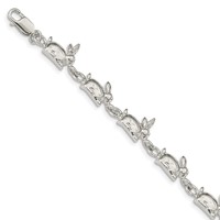 Sterling Silver Polished Rabbits Bracelet, 7" view 1