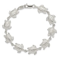 Sterling Silver Sea Turtles Bracelet, 7" view 4