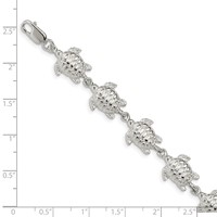 Sterling Silver Sea Turtles Bracelet, 7" view 3