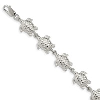 Sterling Silver Sea Turtles Bracelet, 7" view 1