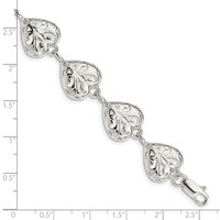 Sterling Silver Fancy Filigree Heart Bracelet, 7" view 3
