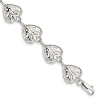 Sterling Silver Fancy Filigree Heart Bracelet, 7" view 1
