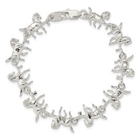 Sterling Silver Polished Horses Bracelet - 7in view 4