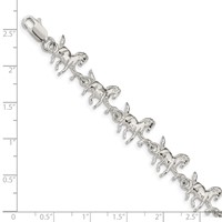 Sterling Silver Polished Horses Bracelet - 7in view 3