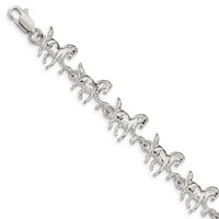 Sterling Silver Polished Horses Bracelet - 7in view 1