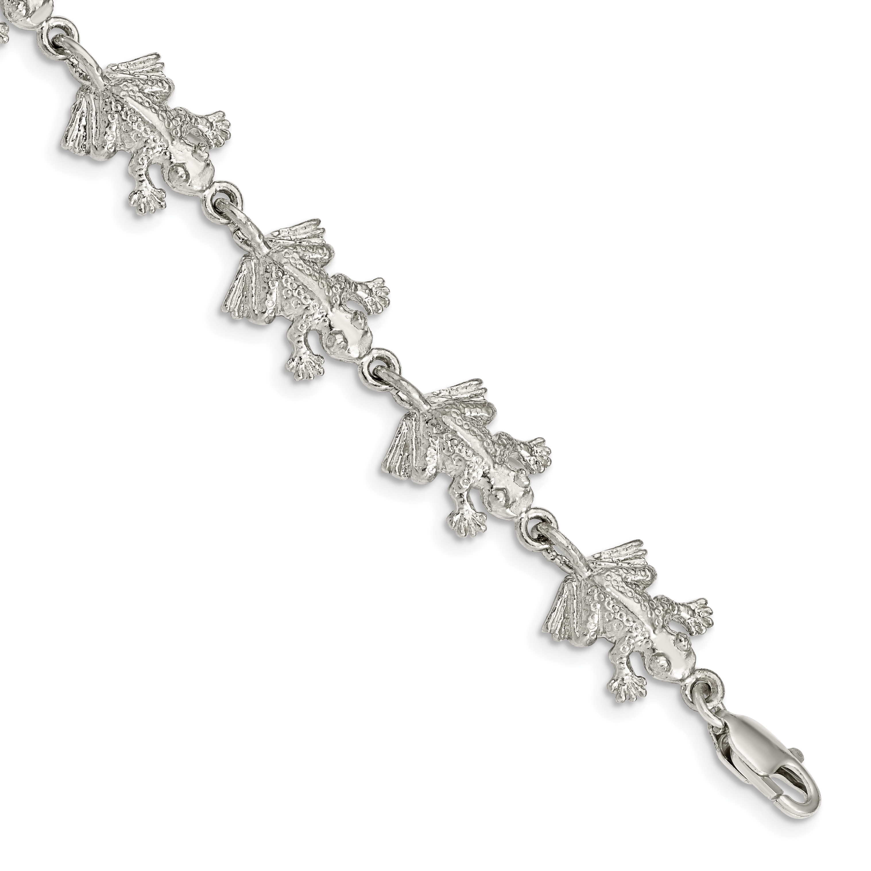 Sterling Silver Frogs Bracelet (QA54-7)