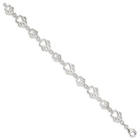 Sterling Silver Polished Paw Prints Bracelet, 7.5" view 2