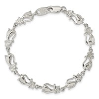 Sterling Silver Polished Cats Bracelet, 7" view 4