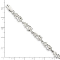 Sterling Silver Polished Cats Bracelet, 7" view 3