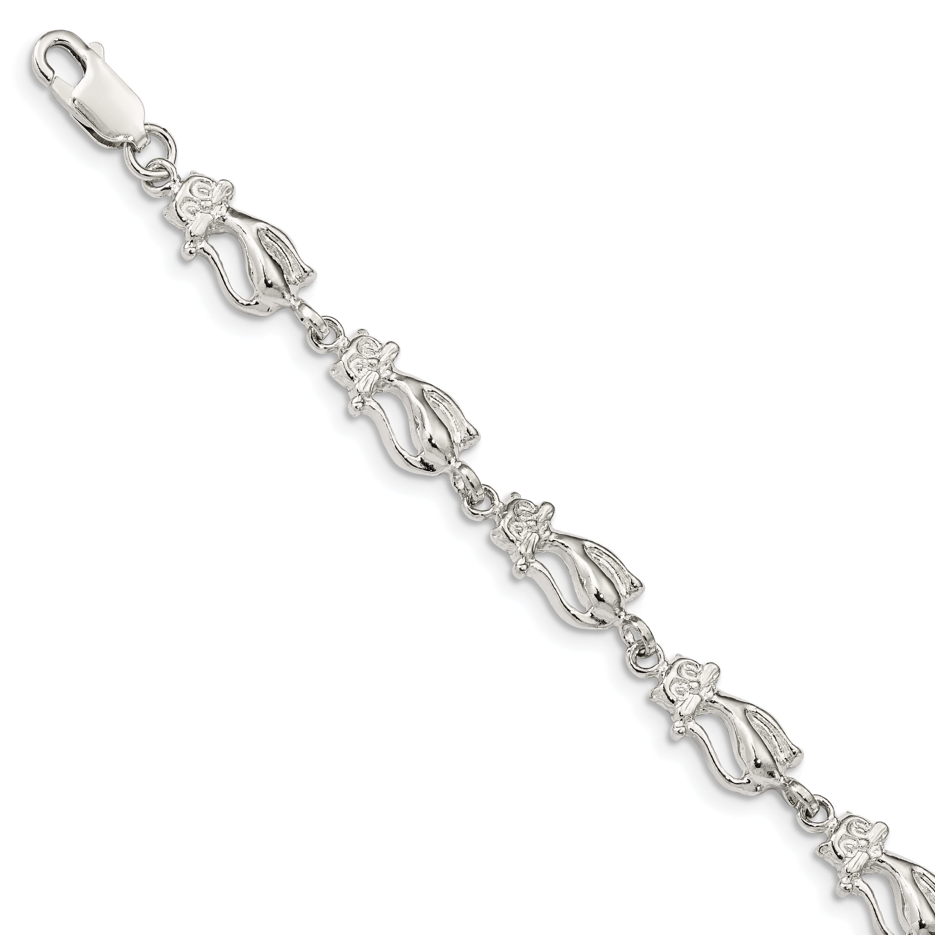 Sterling Silver Cats Bracelet (QA7-7)