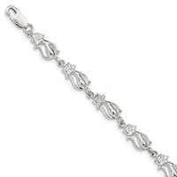 Sterling Silver Polished Cats Bracelet, 7" view 1