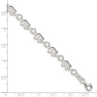 Sterling Silver Polished Elephants Bracelet, 7.5" view 3