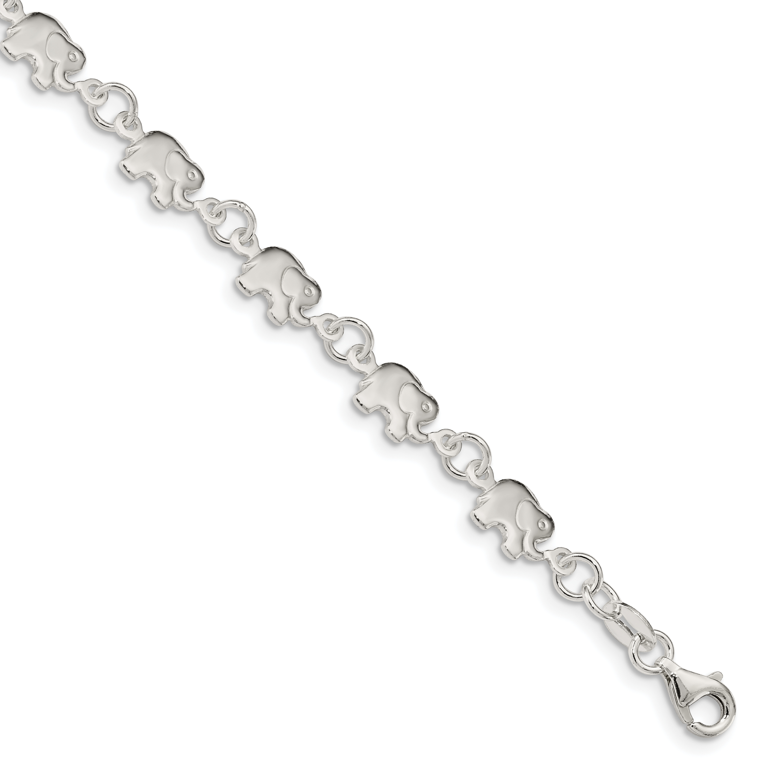 Sterling Silver Polished Elephant Bracelet (QA70-7.5)