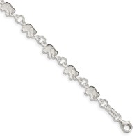 Sterling Silver Polished Elephants Bracelet, 7.5" view 1