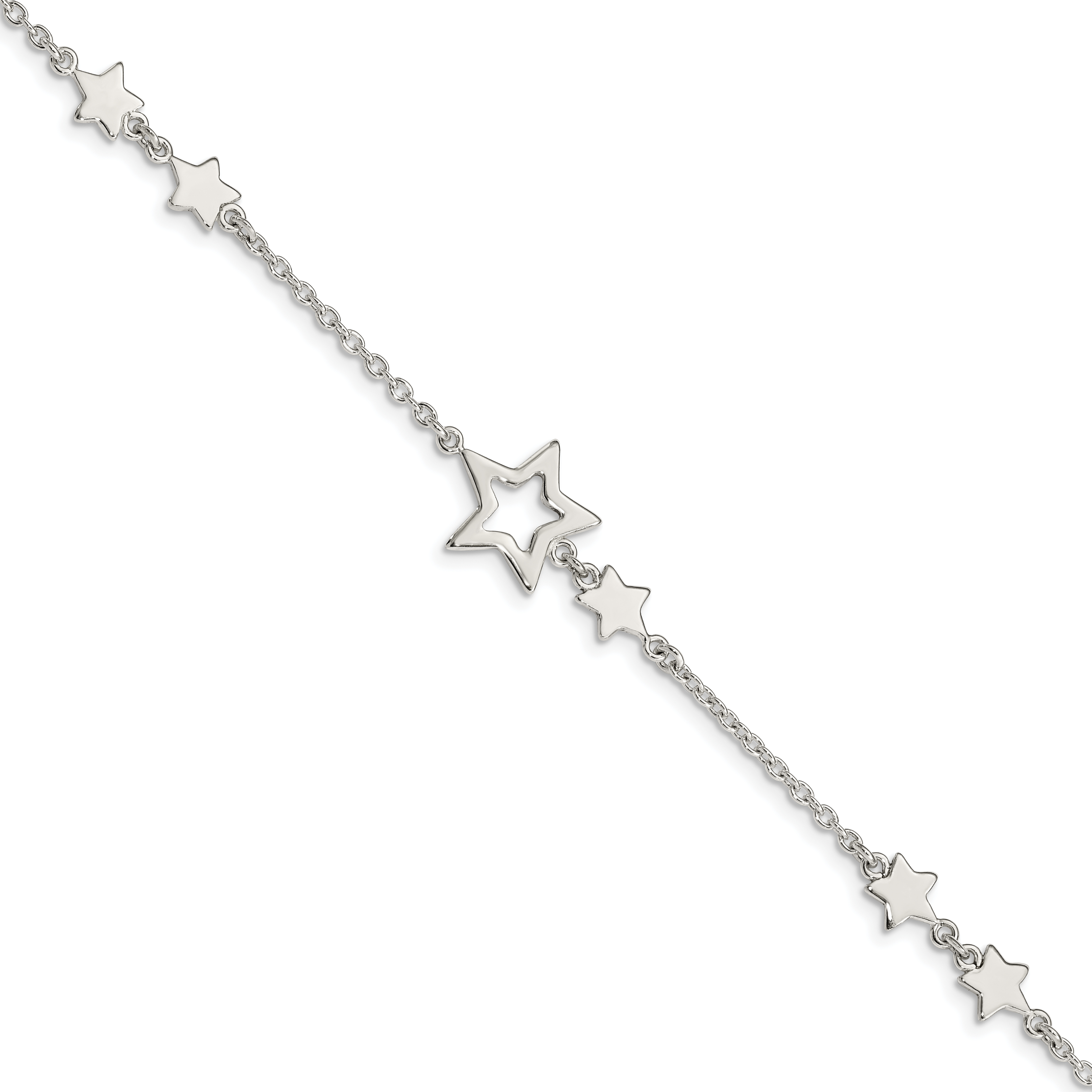 Sterling Silver Star Bracelet (QA71-7.5)