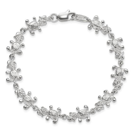 Sterling Silver Polished Bears with Hats Bracelet