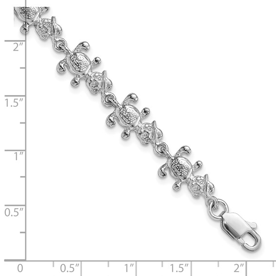 Sterling Silver Polished Bears with Hats Bracelet