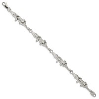 Sterling Silver Polished Alligators Bracelet, 7" view 2