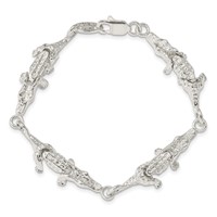 Sterling Silver Polished Alligators Bracelet, 7" view 4