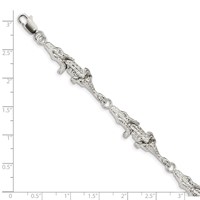 Sterling Silver Polished Alligators Bracelet, 7" view 3