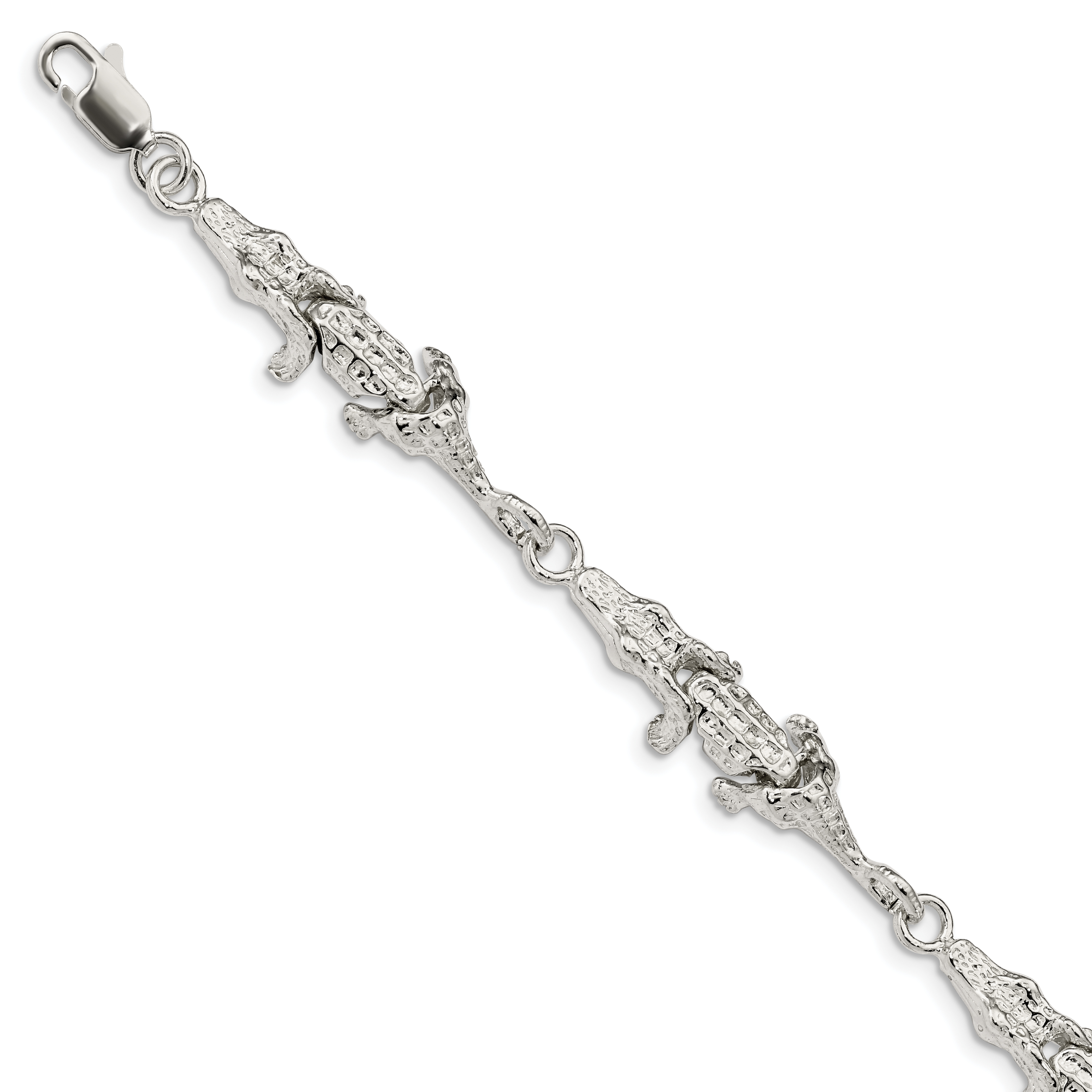 Sterling Silver Alligator Bracelet (QA9-7)