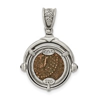 Ancient Coins Sterling Silver and Bronze Antiqued Widow's Mite Coin Reversible Pendant with a Certificate of Authenticity view 3