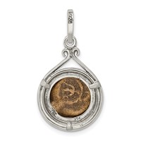 Ancient Coins Sterling Silver and Bronze Antiqued Widow's Mite Coin Pendant with a Certificate of Authenticity view 3