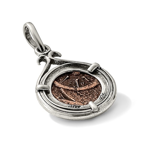 Ancient Coins Sterling Silver and Bronze Antiqued Widow's Mite Coin Pendant with a Certificate of Authenticity