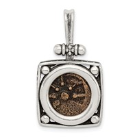 Ancient Coins Sterling Silver and Bronze Antiqued Widow's Mite Coin Pendant with a Certificate of Authenticity view 1