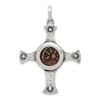 Ancient Coins Sterling Silver and Bronze Antiqued Widow's Mite Coin Cross Pendant with a Certificate of Authenticity view 1