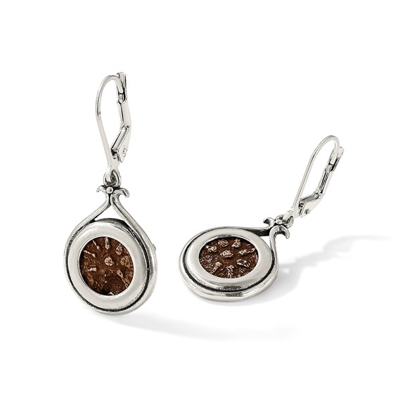 Ancient Coins Sterling Silver and Bronze Antiqued Widow's Mite Coin Leverback Dangle Earrings with a Certificate of Authenticity