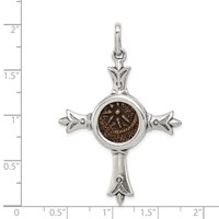 Ancient Coins Sterling Silver and Bronze Antiqued Widow's Mite Coin Cross Pendant with a Certificate of Authenticity view 4