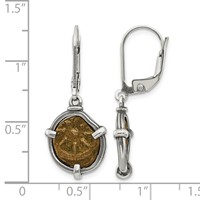 Ancient Coins Sterling Silver and Bronze Antiqued Widow's Mite Coin Leverback Dangle Earrings with a Certificate of Authenticity view 4