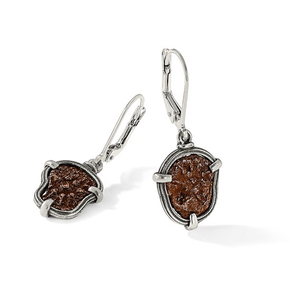 Ancient Coins Sterling Silver and Bronze Antiqued Widow's Mite Coin Leverback Dangle Earrings with a Certificate of Authenticity