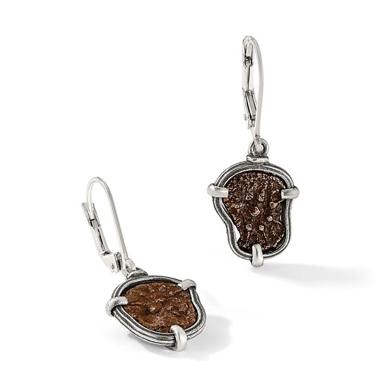 Ancient Coins Sterling Silver and Bronze Antiqued Widow's Mite Coin Leverback Dangle Earrings with a Certificate of Authenticity