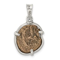Ancient Coins Sterling Silver and Bronze Antiqued Widow's Mite Coin Pendant with a Certificate of Authenticity view 3