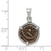 Ancient Coins Sterling Silver and Bronze Antiqued Widow's Mite Coin Pendant with a Certificate of Authenticity view 4
