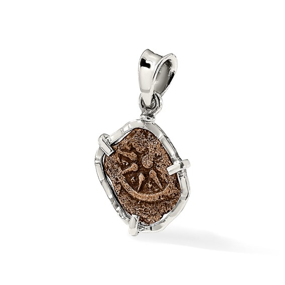 Ancient Coins Sterling Silver and Bronze Antiqued Widow's Mite Coin Pendant with a Certificate of Authenticity