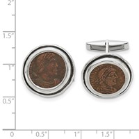 Ancient Coins Sterling Silver and Bronze Antiqued Roman Coin Cufflinks with a Certificate of Authenticity view 2
