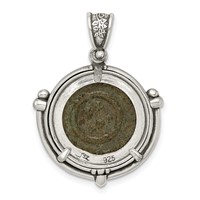 Ancient Coins Sterling Silver and Bronze Antiqued Constantine L Coin Pendant with a Certificate of Authenticity view 3