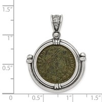 Ancient Coins Sterling Silver and Bronze Antiqued Constantine L Coin Pendant with a Certificate of Authenticity view 4