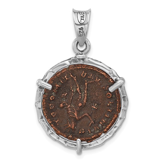 Ancient Coins Sterling Silver and Bronze Antiqued Roman Constantine l Coin Pendant with a Certificate of Authenticity