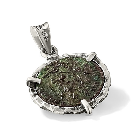 Ancient Coins Sterling Silver and Bronze Antiqued Roman Constantine l Coin Pendant with a Certificate of Authenticity