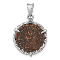 Ancient Coins Sterling Silver and Bronze Antiqued Roman Constantine L Coin Pendant with a Certificate of Authenticity view 1
