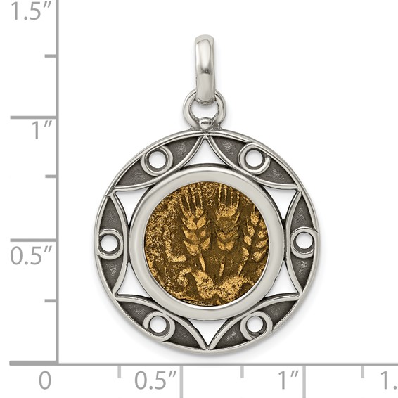 Ancient Coins Sterling Silver and Bronze Antiqued Agrippa Coin Pendant with a Certificate of Authenticity