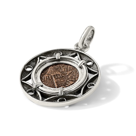 Ancient Coins Sterling Silver and Bronze Antiqued Agrippa Coin Pendant with a Certificate of Authenticity