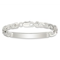 Sterling Silver Polished Engravable Anchor Link 41x7mm Plate ID Bracelet - 7in view 2