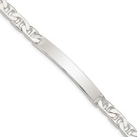 Sterling Silver Polished Engravable Anchor Link 41x7mm Plate ID Bracelet - 7in view 1